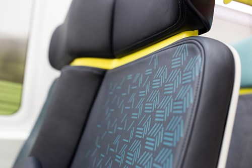 Leather rail seat with digital print